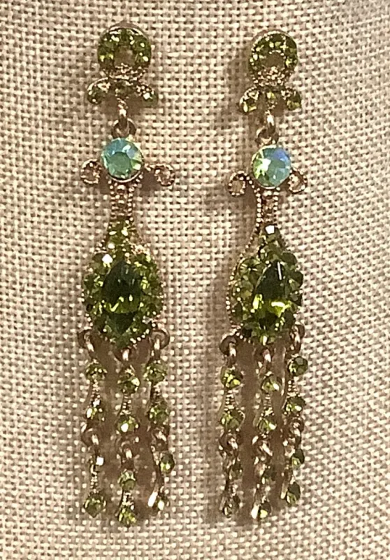 GOLD EARRINGS GREEN STONES ( 027 GR ) sold by Oh My Jewelry