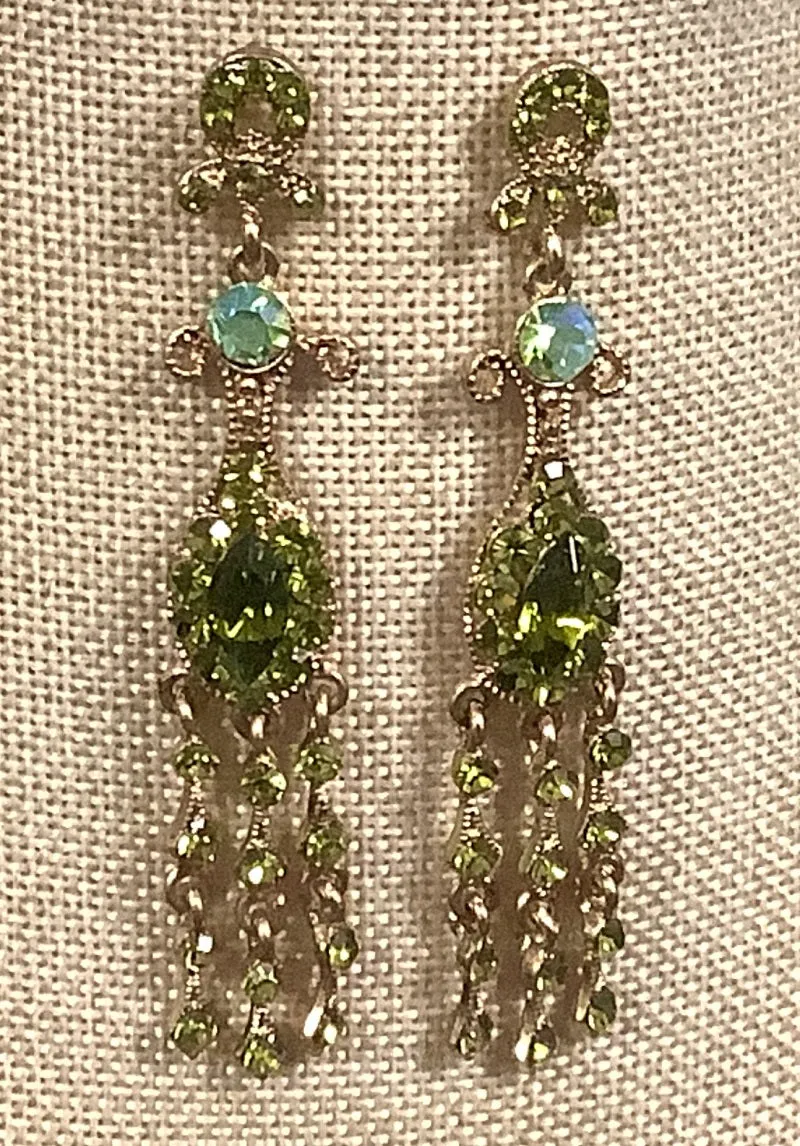 GOLD EARRINGS GREEN STONES ( 027 GR ) sold by Oh My Jewelry