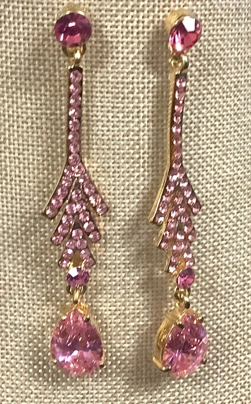 GOLD EARRINGS PINK STONES ( 2499 GDPK ) sold by Oh My Jewelry