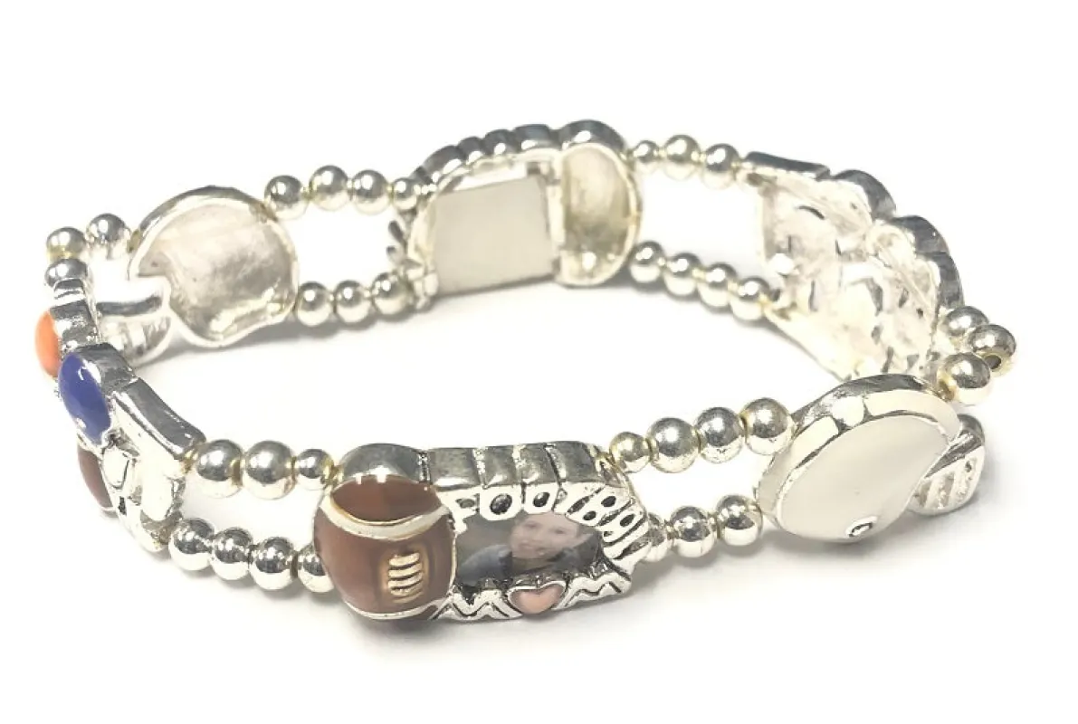FOOTBALL THEME PHOTO STRETCH BRACELET ( 00778 ASMUL ) made by Oh My Jewelry