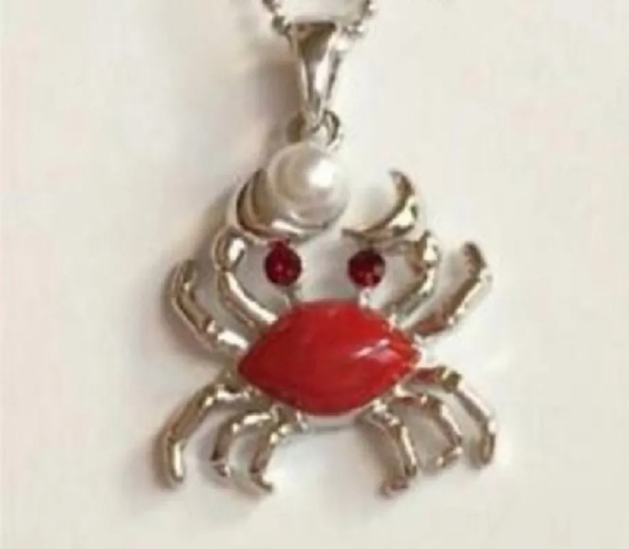 SILVER RED CRAB NECKLACE WITH PEARL ( 12556 ) sold by Oh My Jewelry