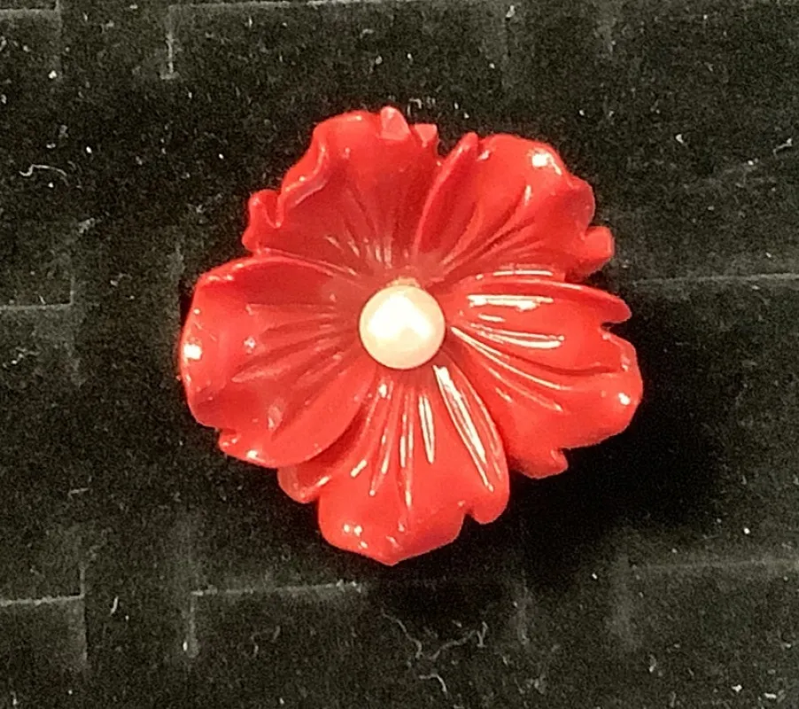 SILVER RED ADJUSTABLE FLOWER RING ( 1233 RD ) sold by Oh My Jewelry