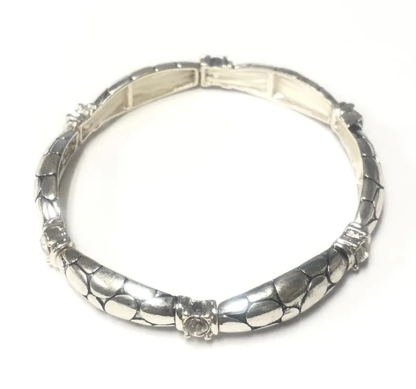 SILVER STRETCH BRACELET CLEAR STONES ( 00423 ) sold by Oh My Jewelry