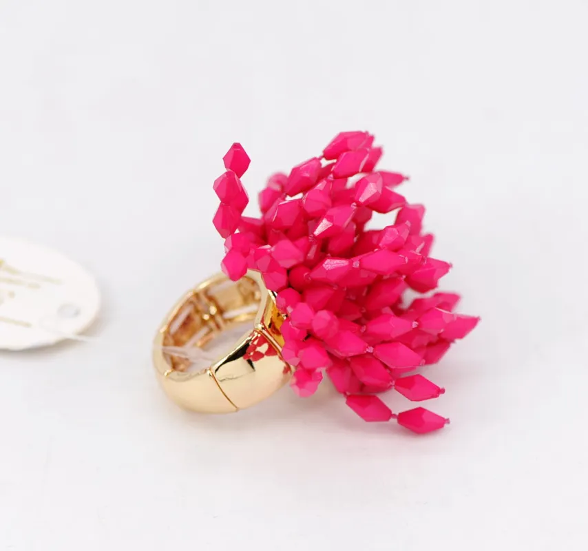 GOLD RING FUSCHSIA BEADS ( 1146 GLFUS ) sold by Oh My Jewelry