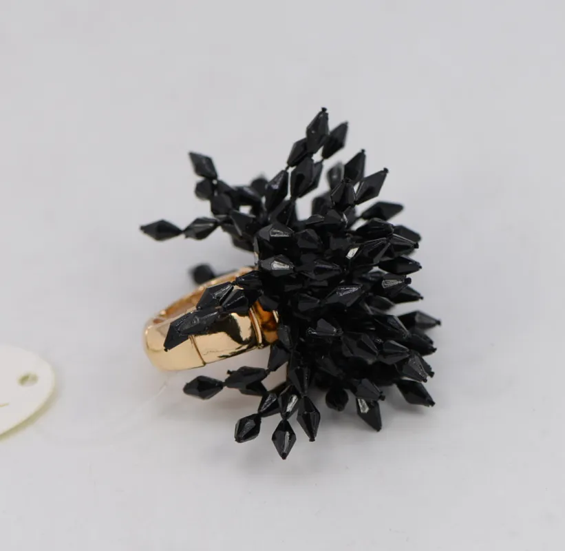 GOLD RING BLACK BEADS ( 1146 GLBLK ) sold by Oh My Jewelry