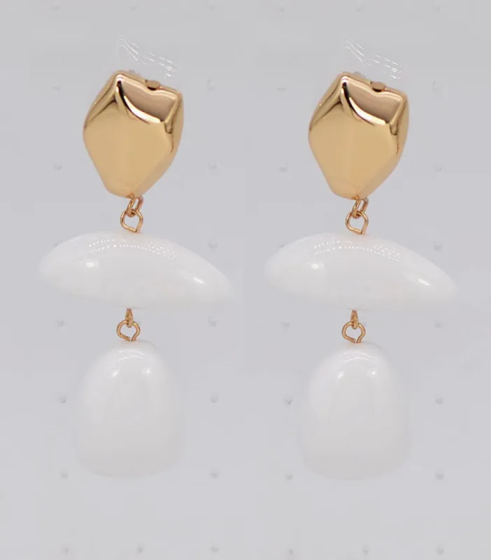 GOLD WHITE DANGLING EARRINGS ( 6145 GLWHT ) made by Fiesta