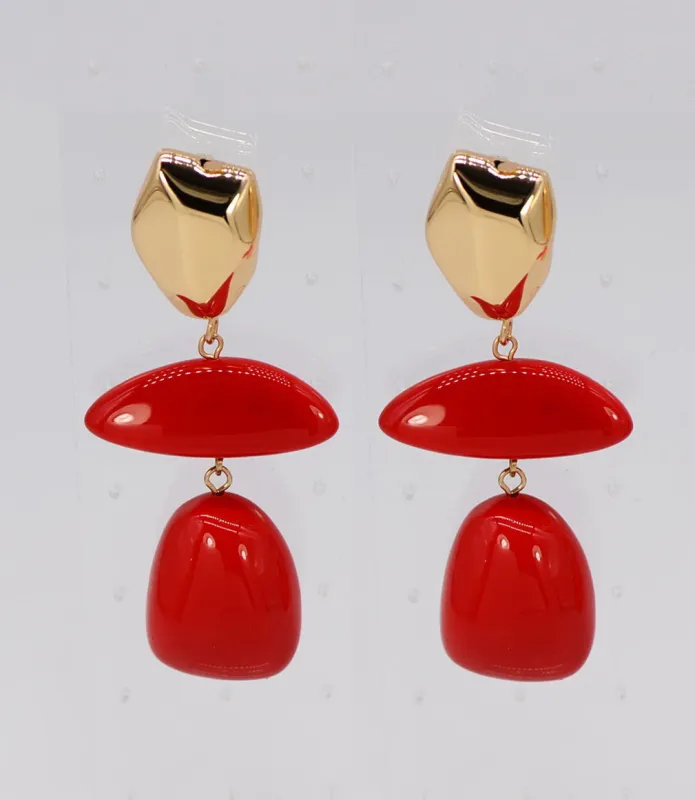 GOLD RED DANGLING EARRINGS ( 6145 GLRED ) sold by Oh My Jewelry