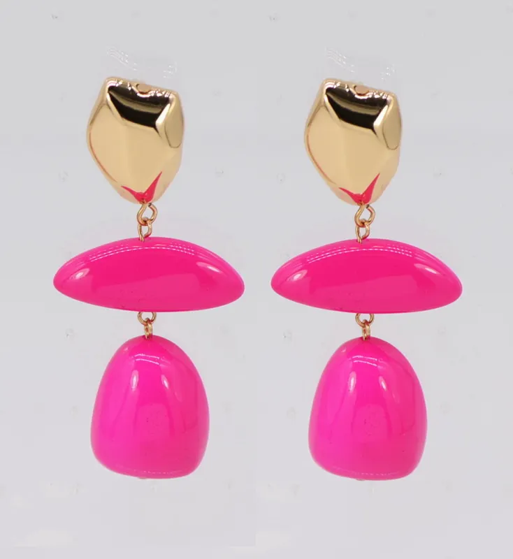 GOLD FUCHSIA DANGLING EARRINGS ( 6145 GLFUS ) sold by Oh My Jewelry