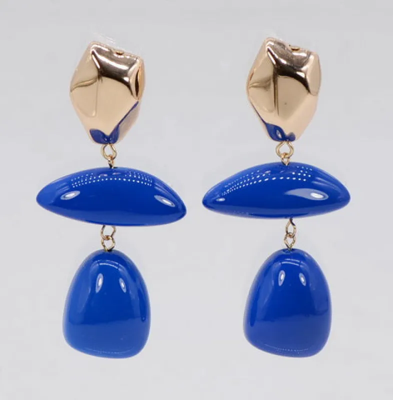 GOLD BLUE DANGLING EARRINGS ( 6145 GLBLU ) sold by Oh My Jewelry