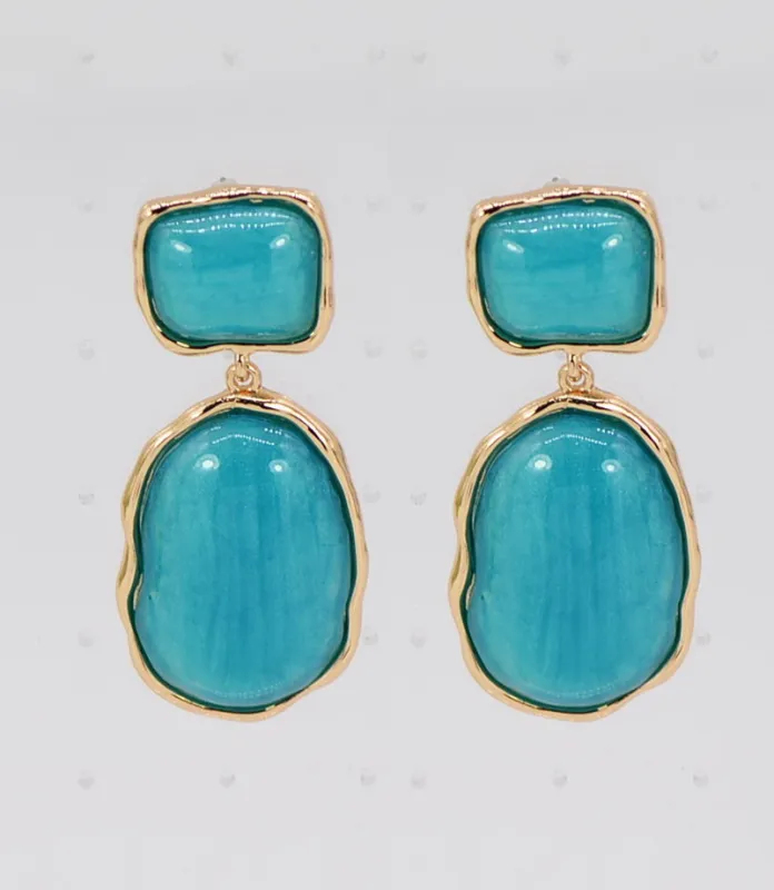 BLUE RESIN OVAL SHAPE EARRINGS ( 6028 GLBLU ) sold by Oh My Jewelry