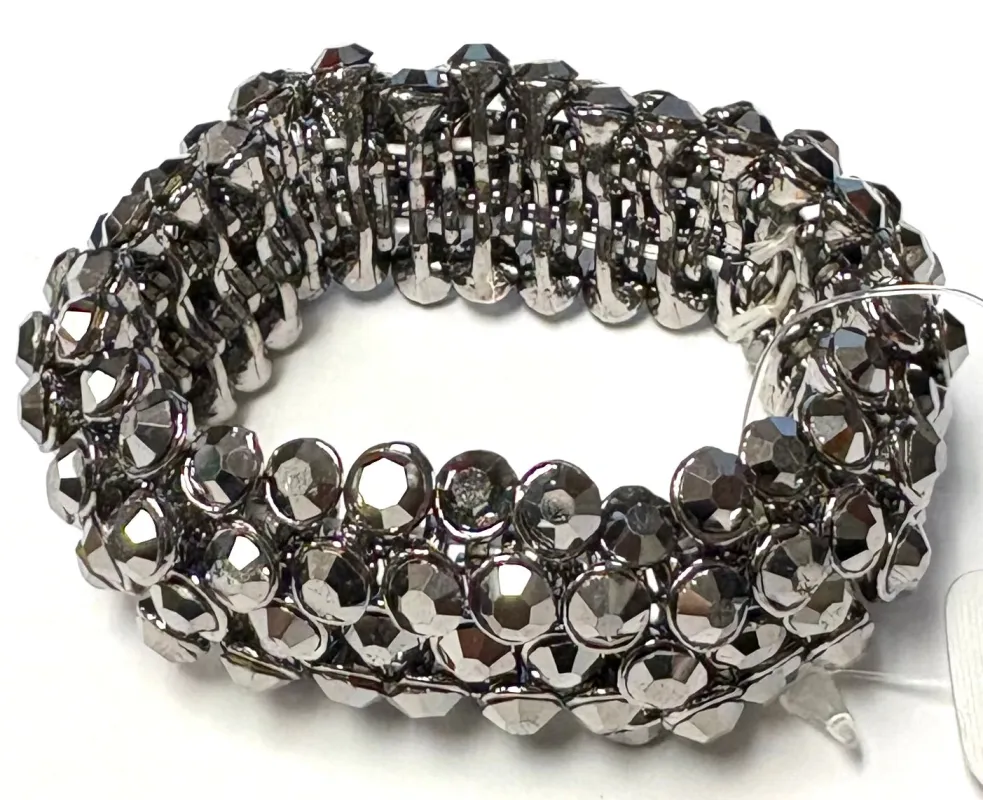 HEMATITE STRETCH BRACELET ( 129 BK ) made by Rebecca Minkoff