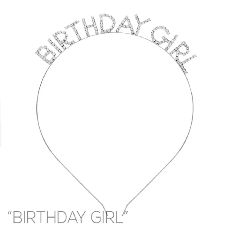 SILVER ' BIRTHDAY GIRL ' CLEAR STONES HEAD BAND ( 71971 CRS ) made by Rebecca Minkoff
