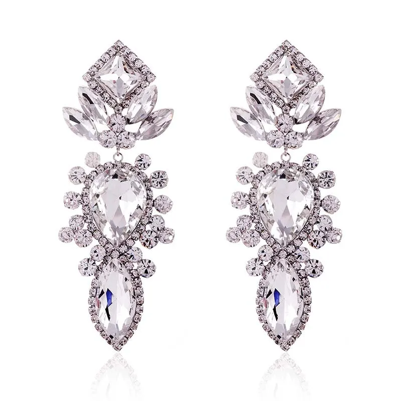 SILVER CLEAR DANGLING EARRINGS ( 2591 SCL ) sold by Oh My Jewelry