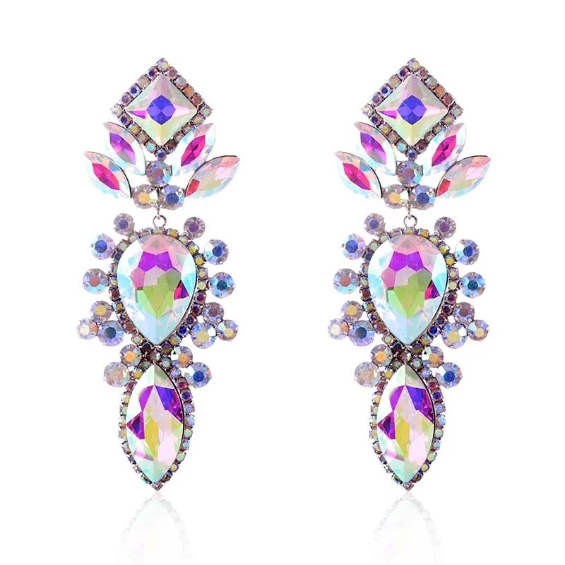 SILVER AB DANGLING EARRINGS ( 2591 SAB ) sold by Oh My Jewelry