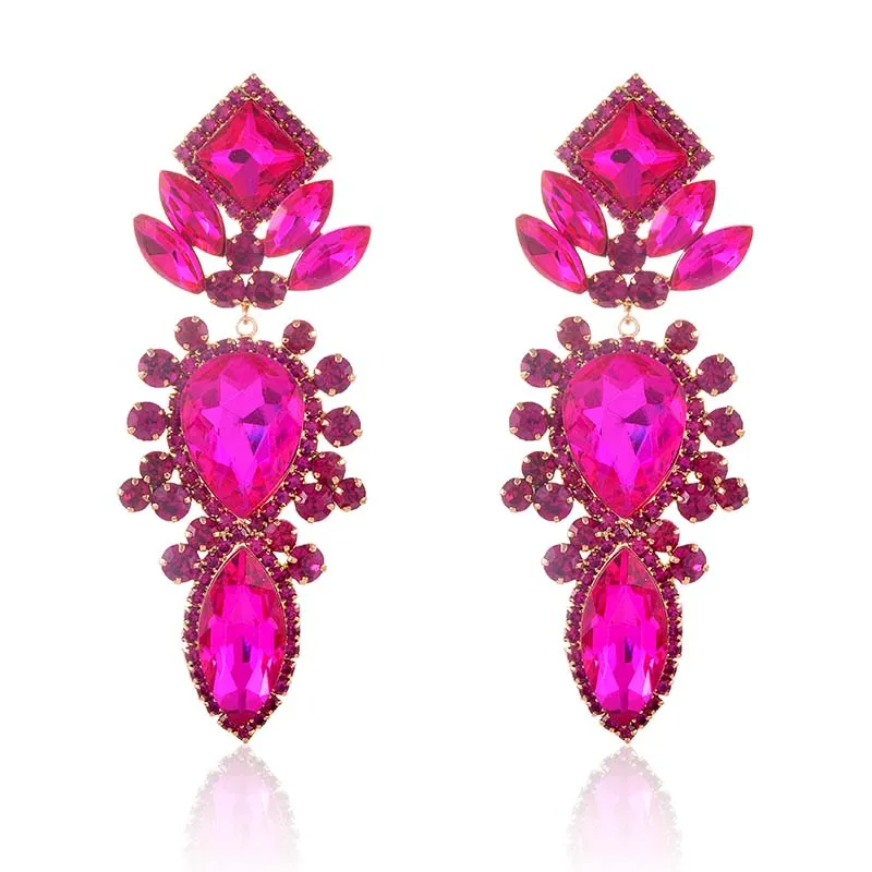 FUCHSIA DANGLING EARRINGS ( 2591 FU ) made by Oh My Jewelry