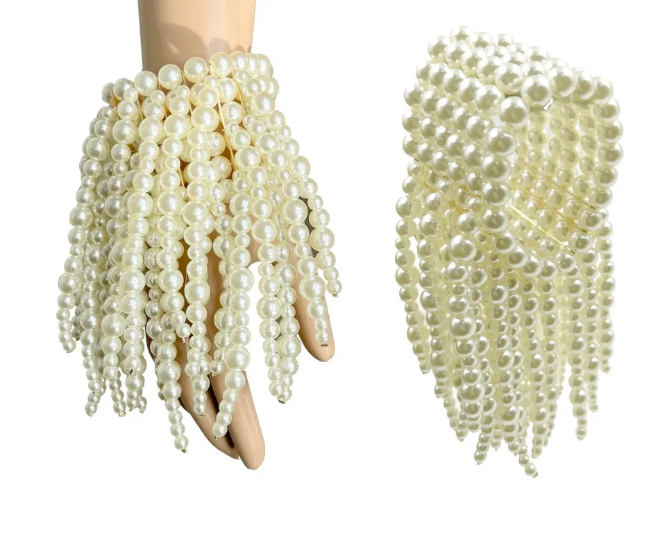 CREAM PEARL DROP BRACELET ( 0095 2CR ) sold by Oh My Jewelry