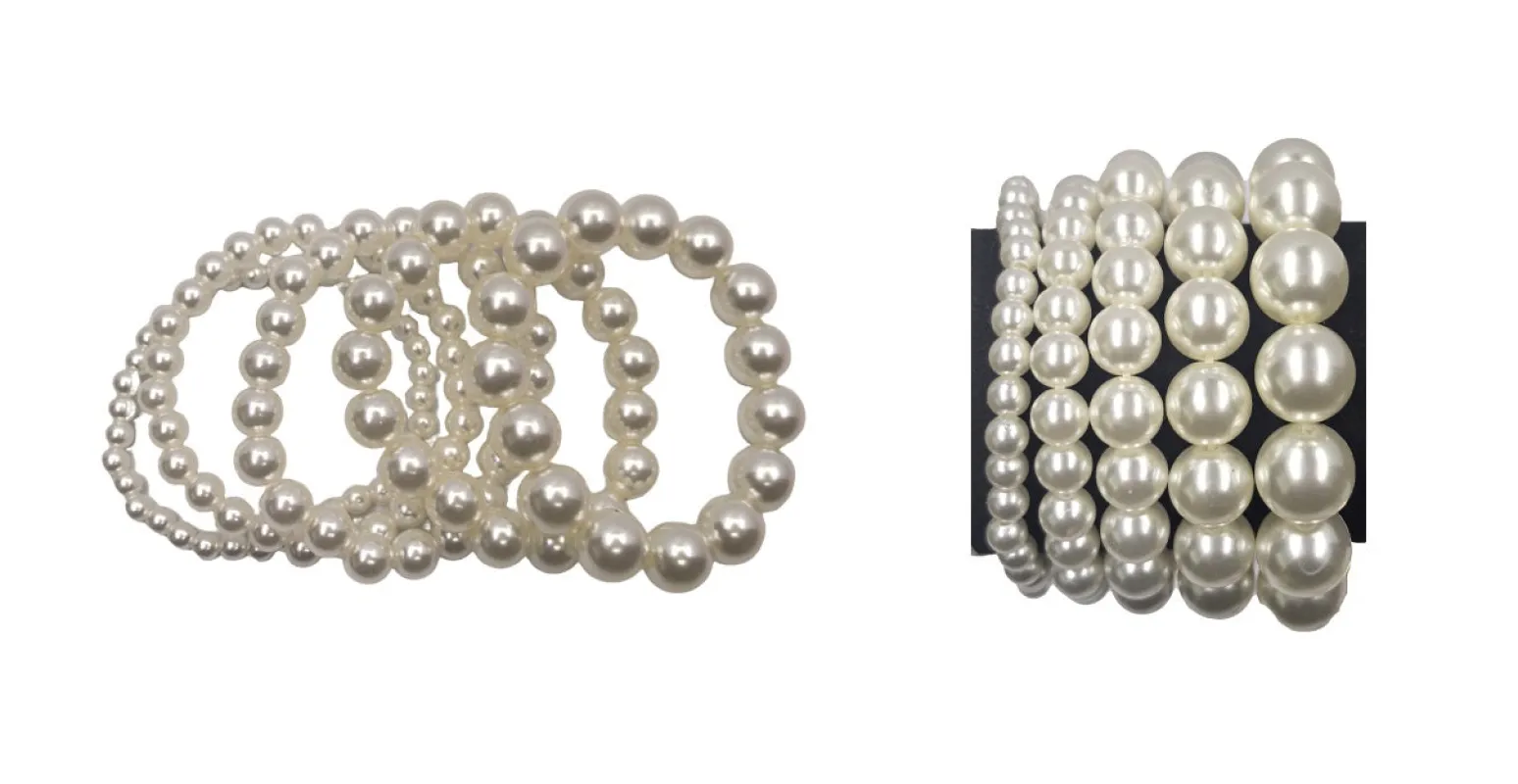 CREAM PEARL STRETCH BRACELETS ( 0094 CR ) sold by Oh My Jewelry