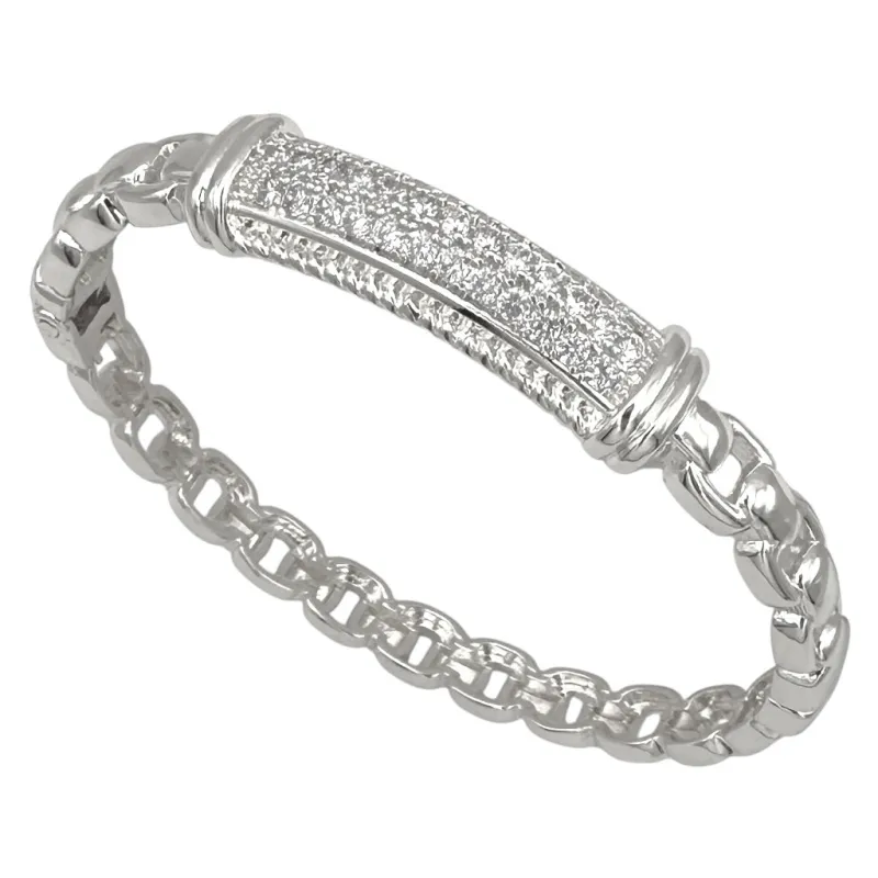SILVER BANGLE CZ STONES ( 1537 BX ) sold by Oh My Jewelry