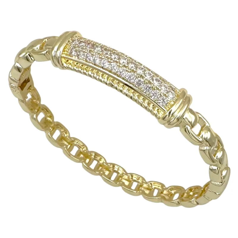 GOLD BANGLE CZ STONES ( 1537 BG ) sold by Oh My Jewelry