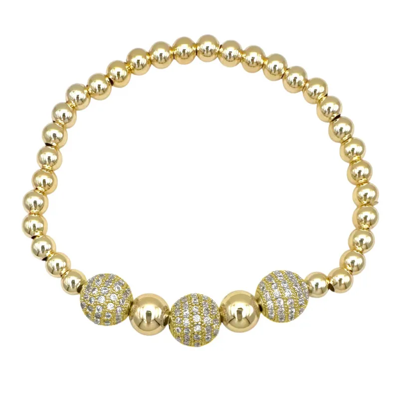 GOLD BRACELET BALLS CLEAR CZ STONES ( 1455 BG ) sold by Oh My Jewelry