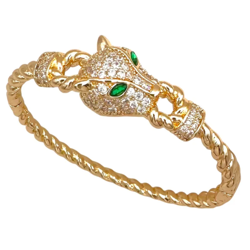 GOLD BANGLE CLEAR CZ STONES PANTHER ( 1391 BG ) sold by Oh My Jewelry