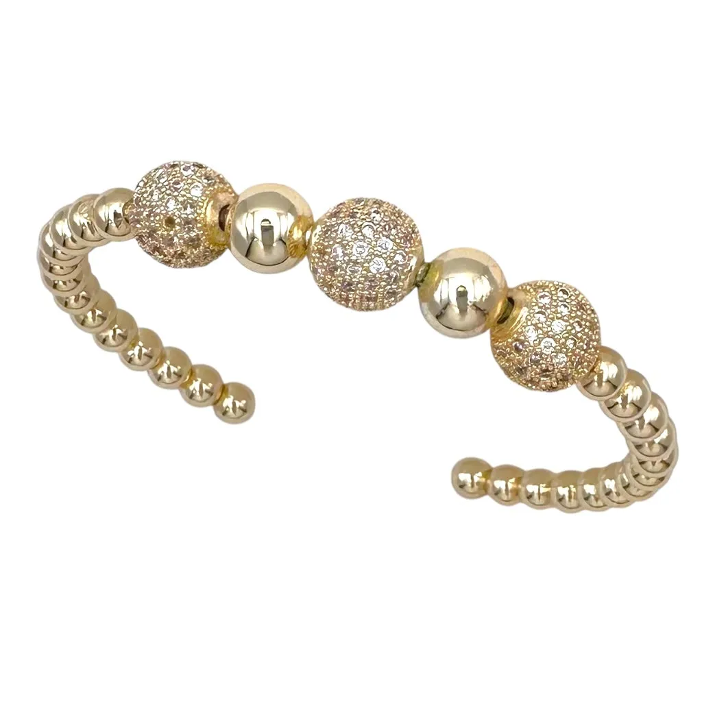 GOLD CUFF BANGLE BALL CZ STONES ( 1103 BG ) sold by Oh My Jewelry