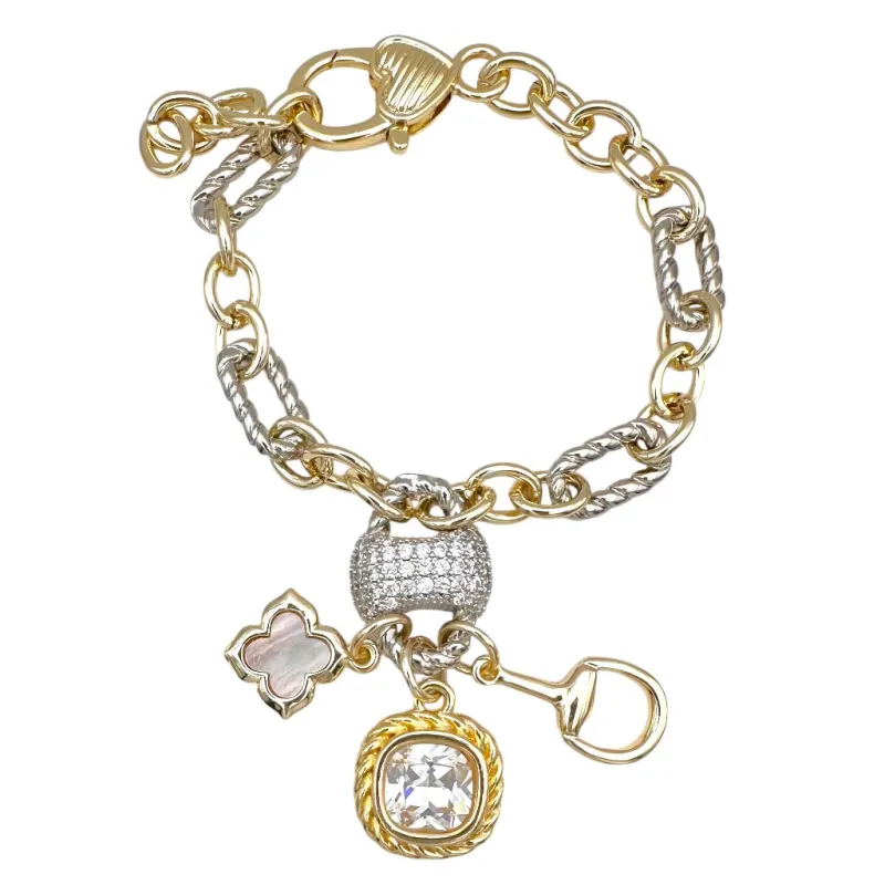 14K GOLD PLATED BRACELET CZ STONES ( 1102 B ) sold by Oh My Jewelry