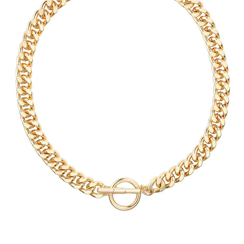 GOLD LINK CHAIN TOGGLE NECKLACE ( 17546 G ) sold by Oh My Jewelry