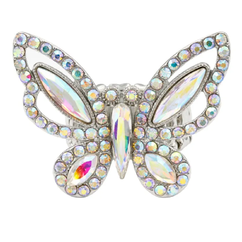 SILVER BUTTERFLY STRETCH RING AB STONES ( 2406 SVAB ) sold by Oh My Jewelry