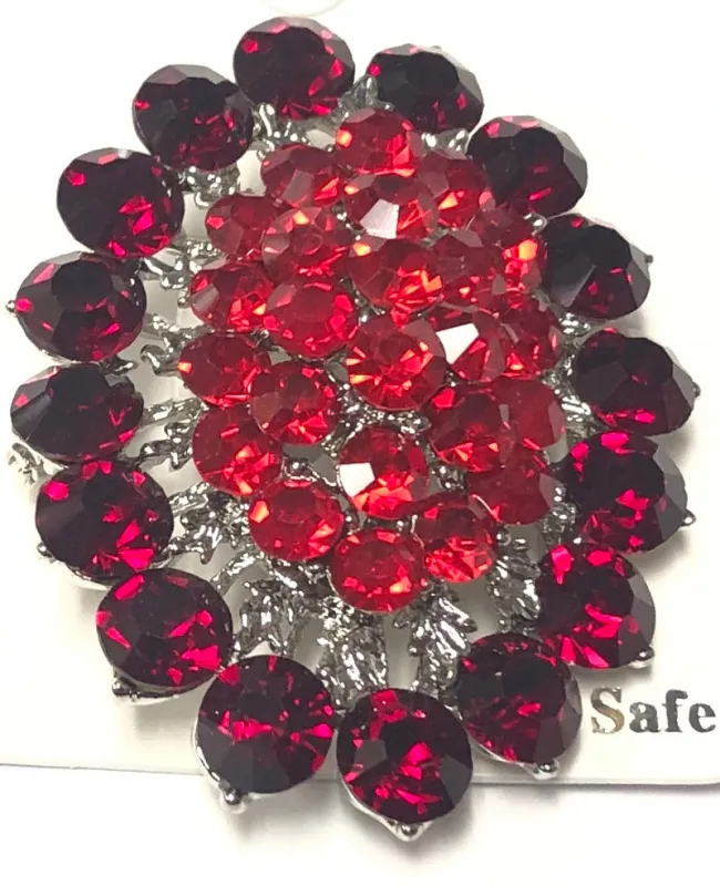 SILVER BROOCH RED STONES ( 0640 SRD ) made by Oh My Jewelry