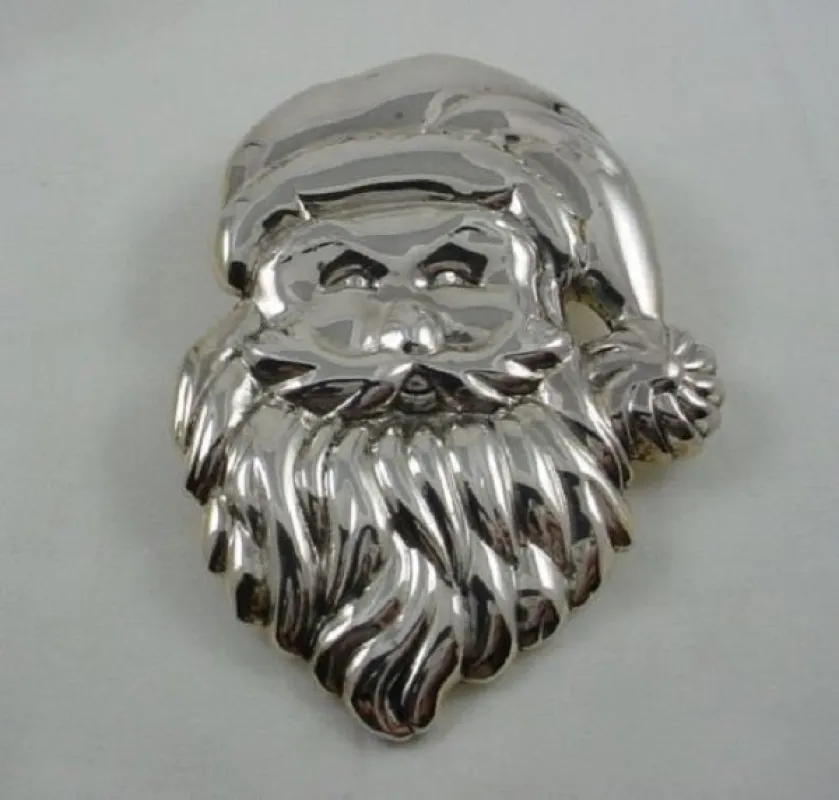 Large Silver Santa Clause Head Pendant or Brooch95-4147 made by Oh My Jewelry