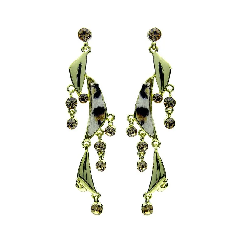 GOLD EARRINGS ANIMAL PRINT TOPAZ STONES ( 20995 CR ) made by Rebecca Minkoff