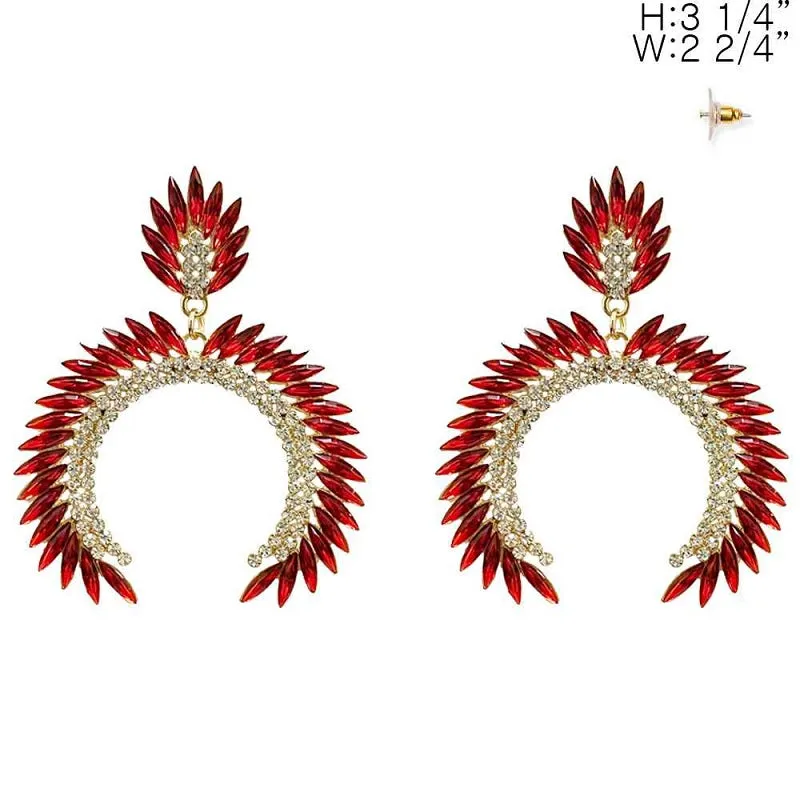 GOLD EARRINGS CLEAR RED STONES ( 11982 GRD ) made by Oh My Jewelry