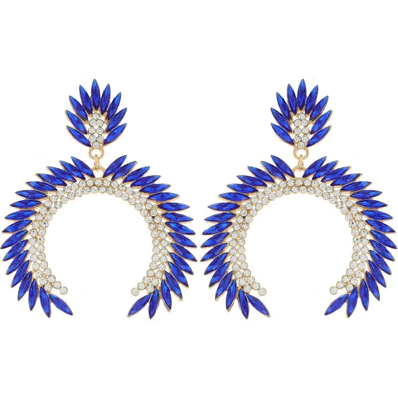 GOLD EARRINGS BLUE CLEAR STONES ( 11982 GRY ) sold by Oh My Jewelry