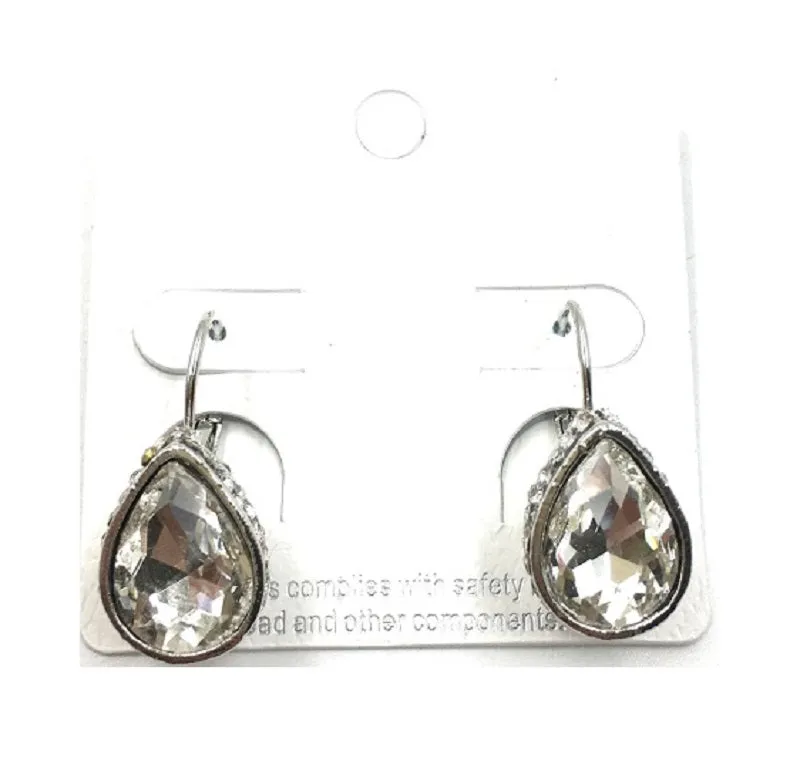SILVER EARRINGS CLEAR STONES ( 0246 3C ) sold by Oh My Jewelry