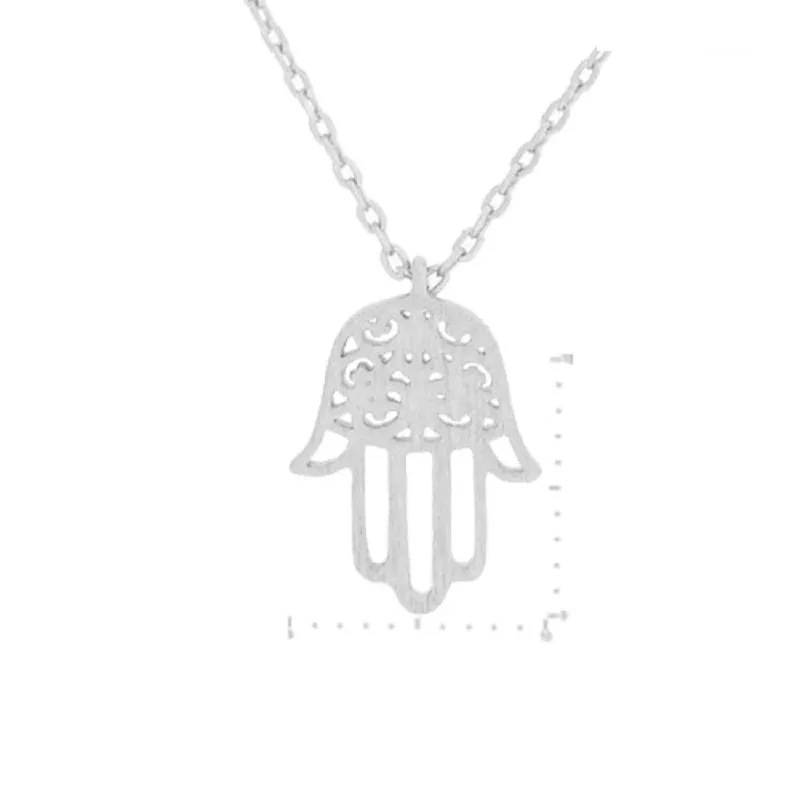 SILVER NECKLACE HAMSA WHITE GOLD DIPPED ( 9557 R ) sold by Oh My Jewelry