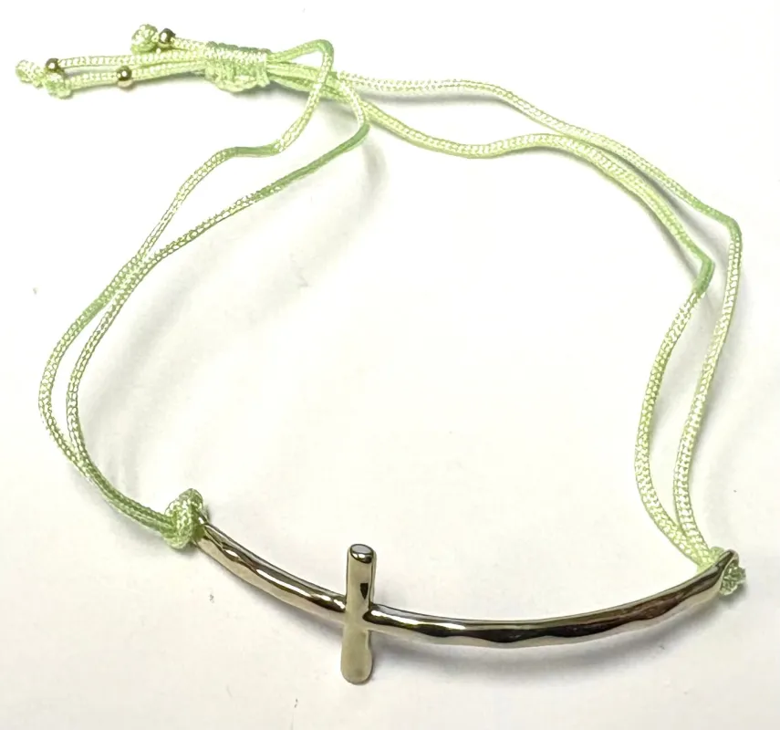 GREEN ADJUSTABLE GOLD CROSS BRACELET ( 6662 GM2 ) sold by Oh My Jewelry