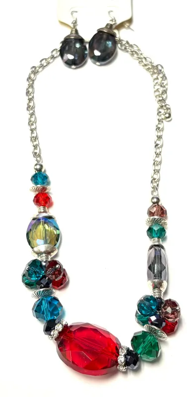 SILVER NECKLACE SET MULTICOLOR STONES ( 497 MT ) sold by Oh My Jewelry