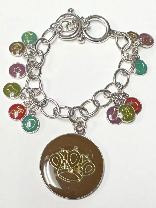 SILVER BROWN CHARM BRACELET CROWN ( 1958 BN ) made by Oh My Jewelry