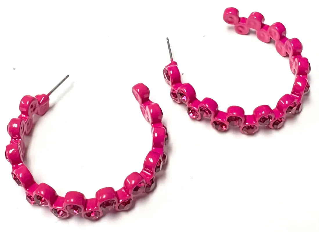 FUCHSIA HOOP EARRINGS ( 657 FU ) made by Oh My Jewelry