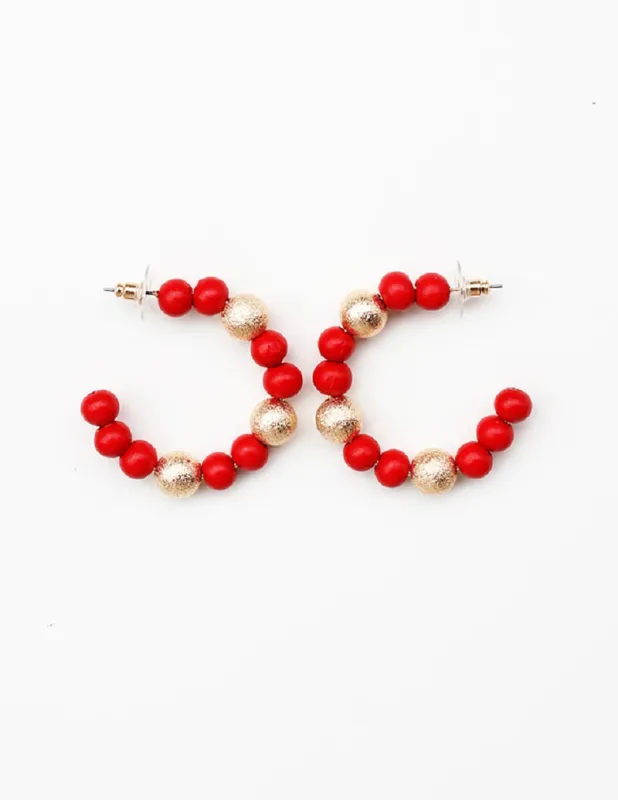 GOLD RED HOOP EARRINGS ( 4030 RD ) sold by Oh My Jewelry