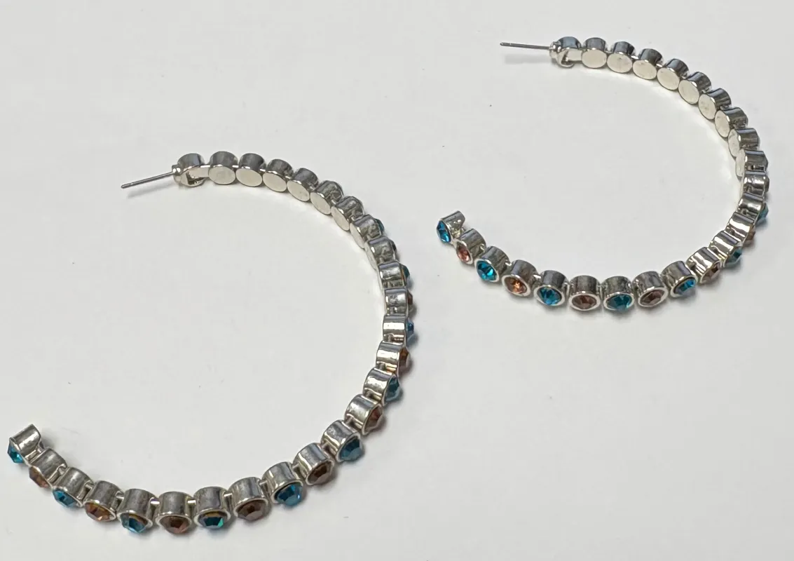 SILVER HOOP EARRINGS TURQUOISE BROWN STONES ( DJE BZTQ ) sold by Oh My Jewelry