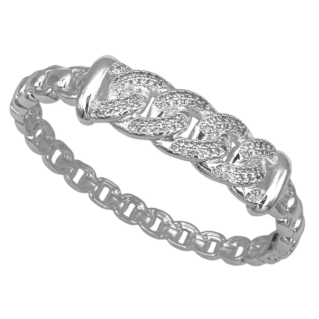 SILVER BANGLE CLEAR CZ STONES ( 1538 BX ) sold by Oh My Jewelry