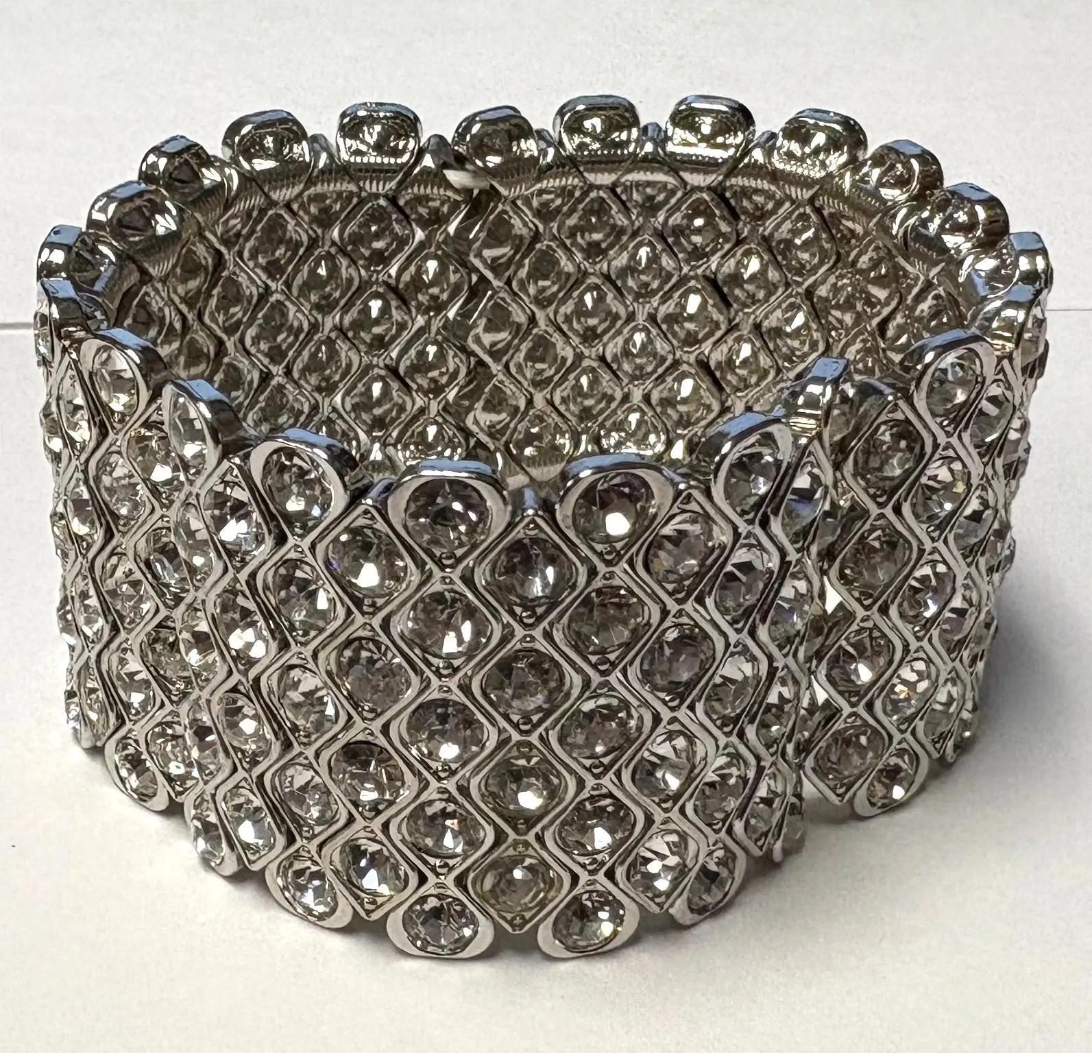 SILVER STRETCH BRACELET CLEAR STONES ( 7854 S ) sold by Oh My Jewelry