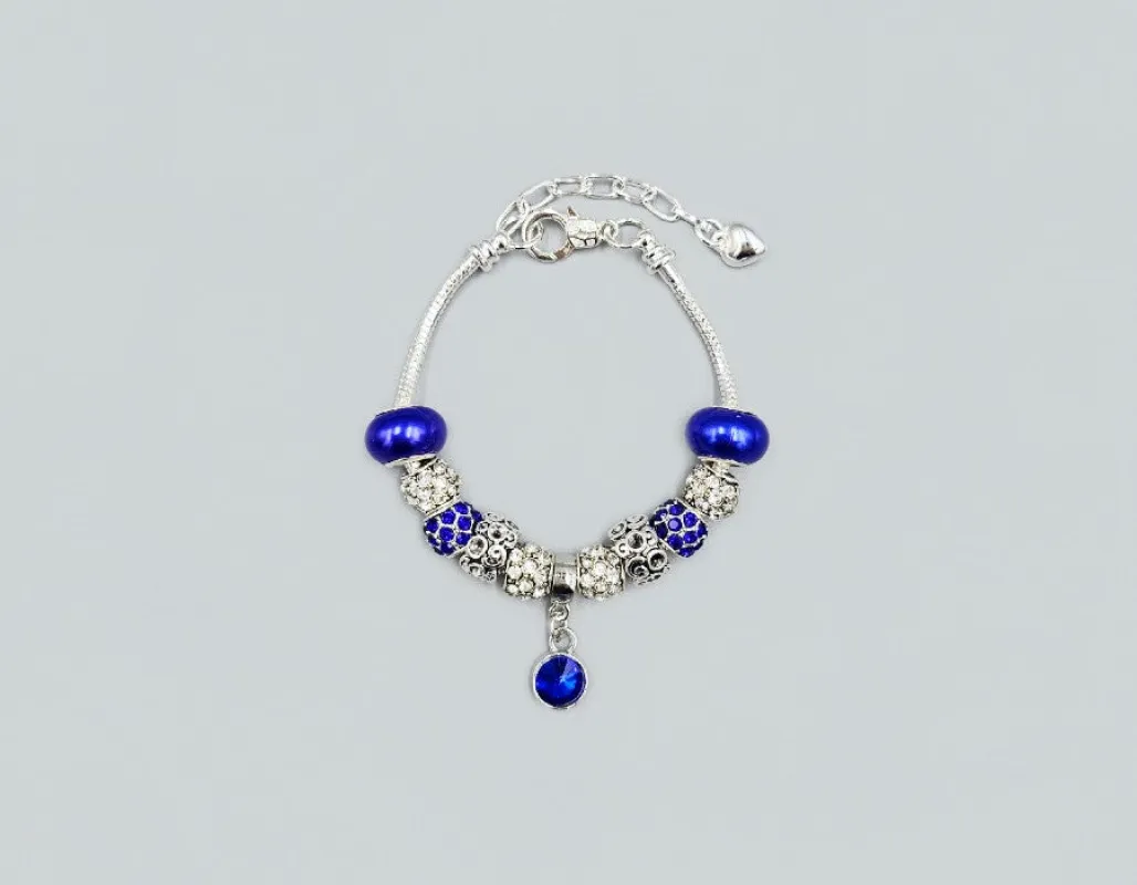 SILVER BLUE CHARM BRACELET ( 6086 BL ) sold by Oh My Jewelry