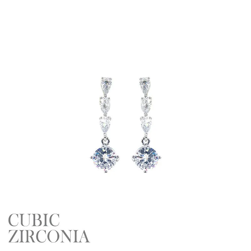 SILVER EARRINGS CZ CUBIC ZIRCONIA STONES ( 26984 CRRH ) sold by Oh My Jewelry