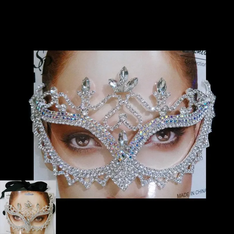 Clear and AB Rhinestone Mask ( 1341 ) made by Oh My Jewelry