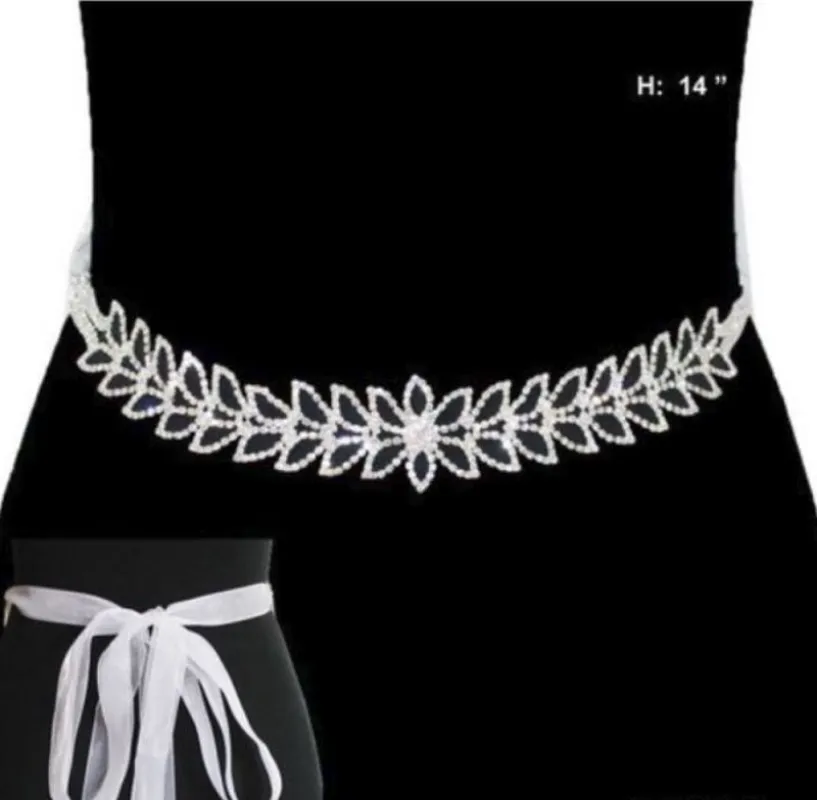 SILVER WHITE WEDDING BELT AB STONES ( 2029 SAB ) made by Oh My Jewelry