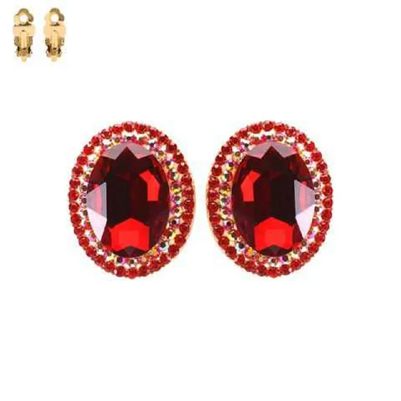 GOLD CLIP ON EARRINGS RED STONES ( 194 GRD ) sold by Oh My Jewelry