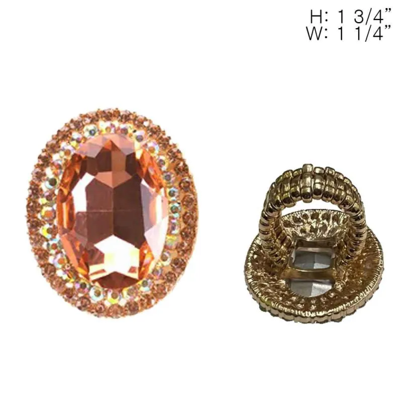GOLD STRETCH RING PEACH STONES ( 194 GPH ) sold by Oh My Jewelry